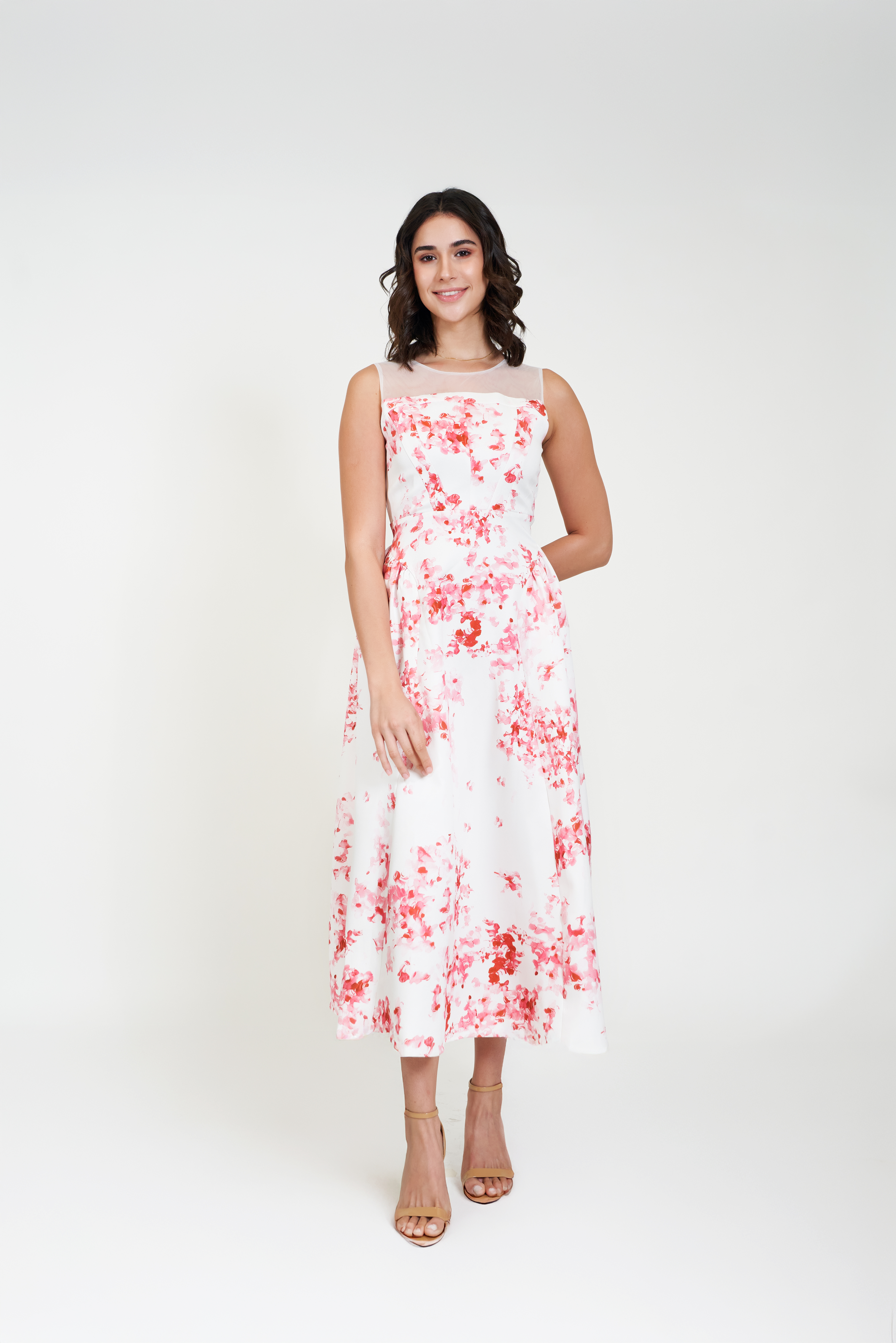 midi dress front red var