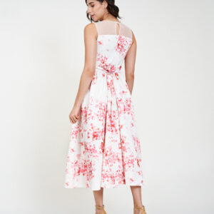 midi dress back red var