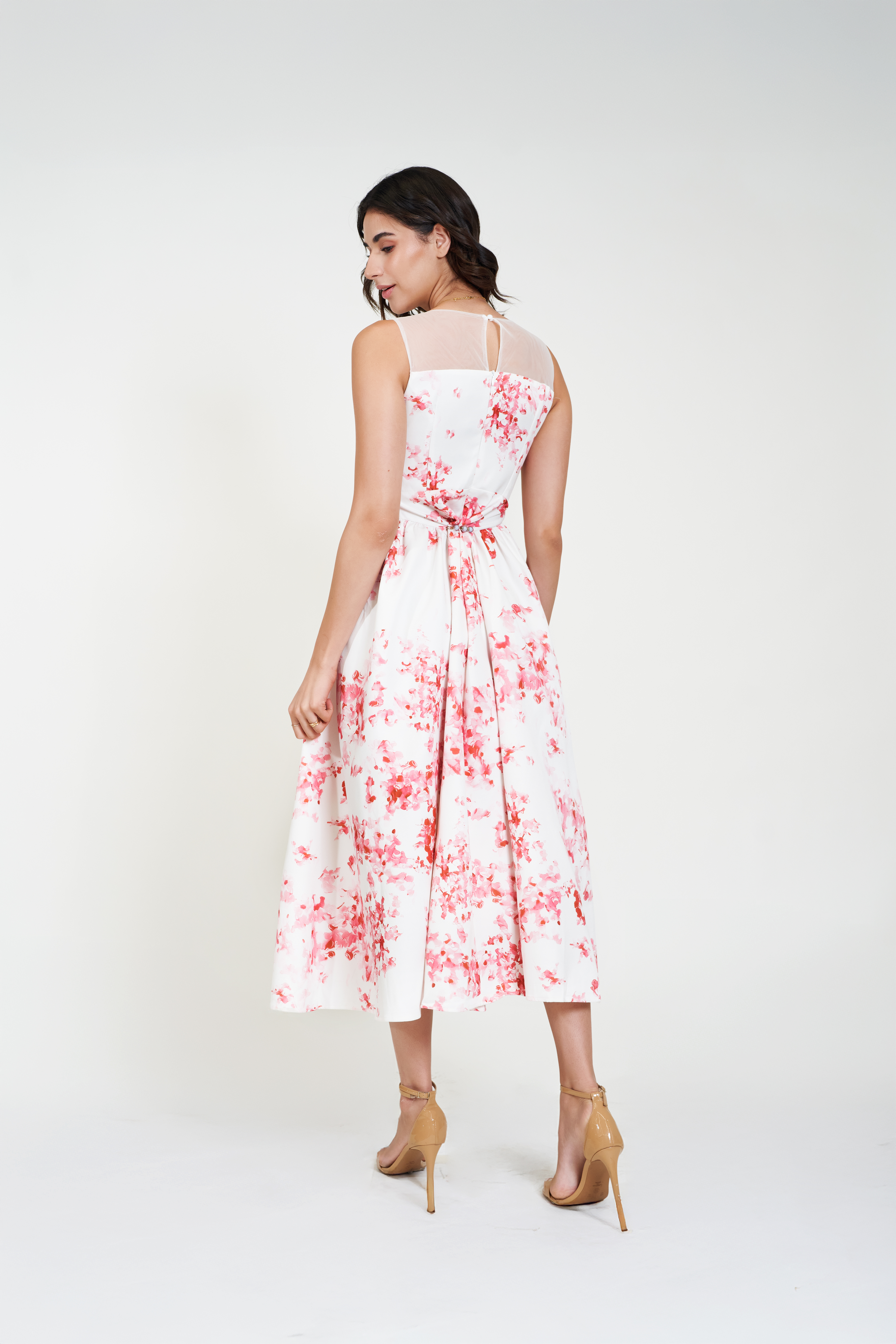 midi dress back red var