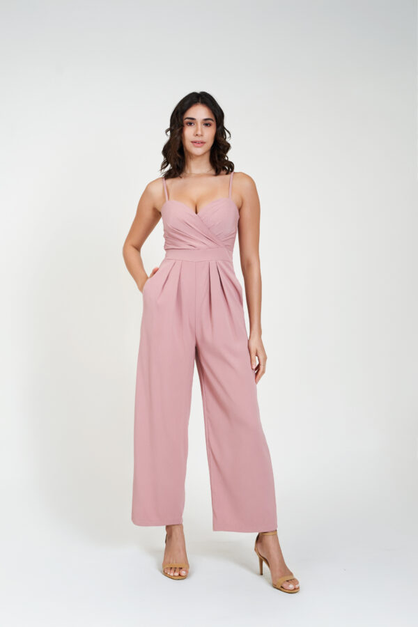 chic jumpsuit pink front