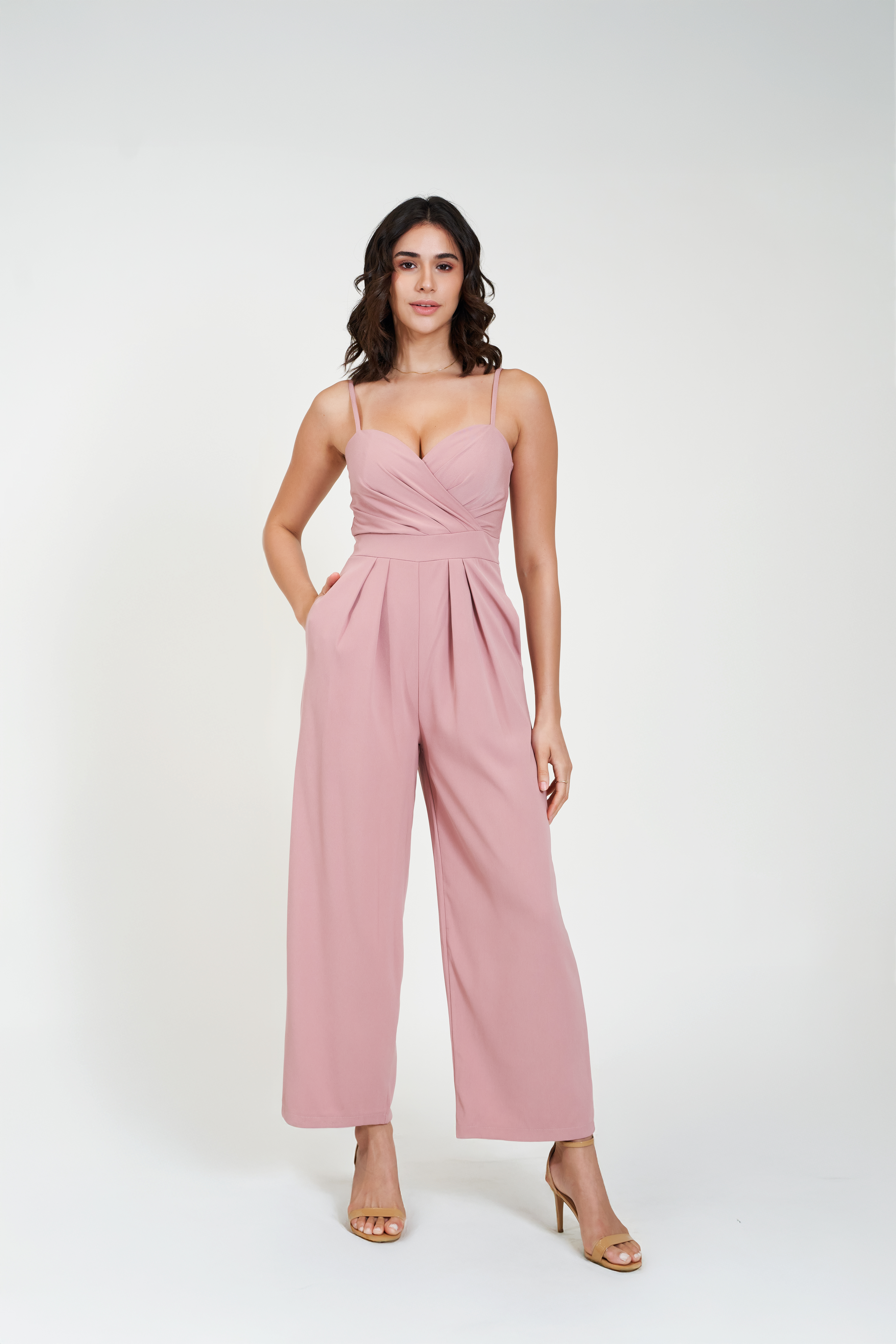 chic jumpsuit pink front